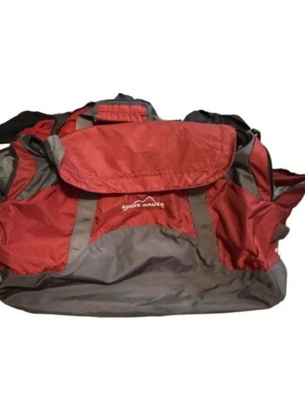 Eddie Bauer Expedition 24 Red and Gray Ripstop Nylon Duffle Bag Weekender